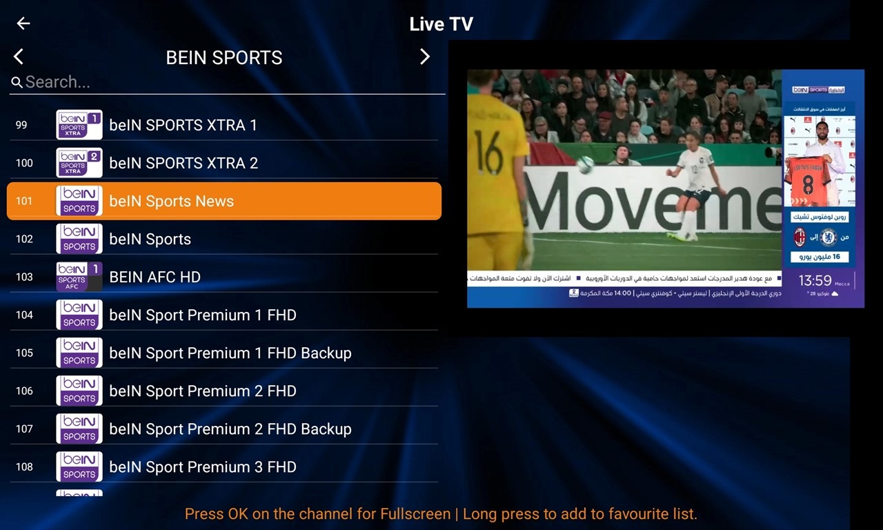 3-1 All IPTV Player App - Channels List Screen