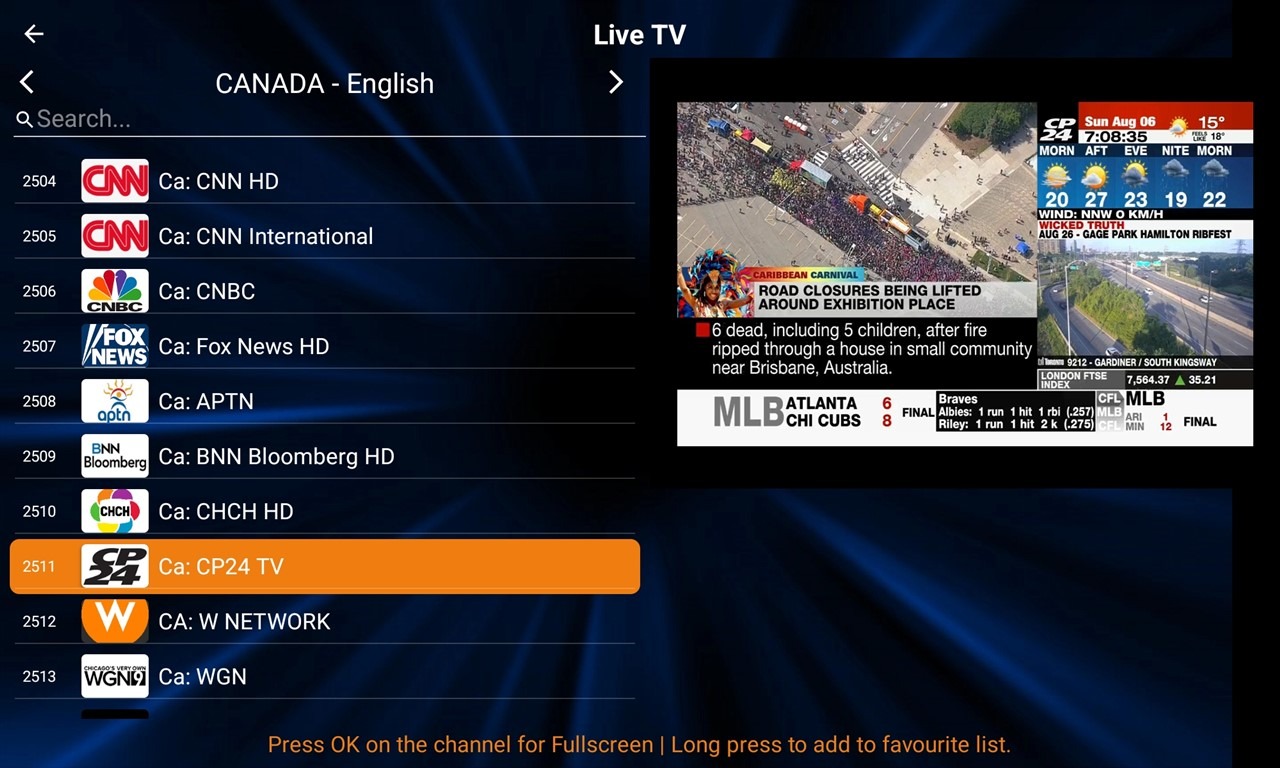 4-21- All IPTV Player App - Channels List Screen